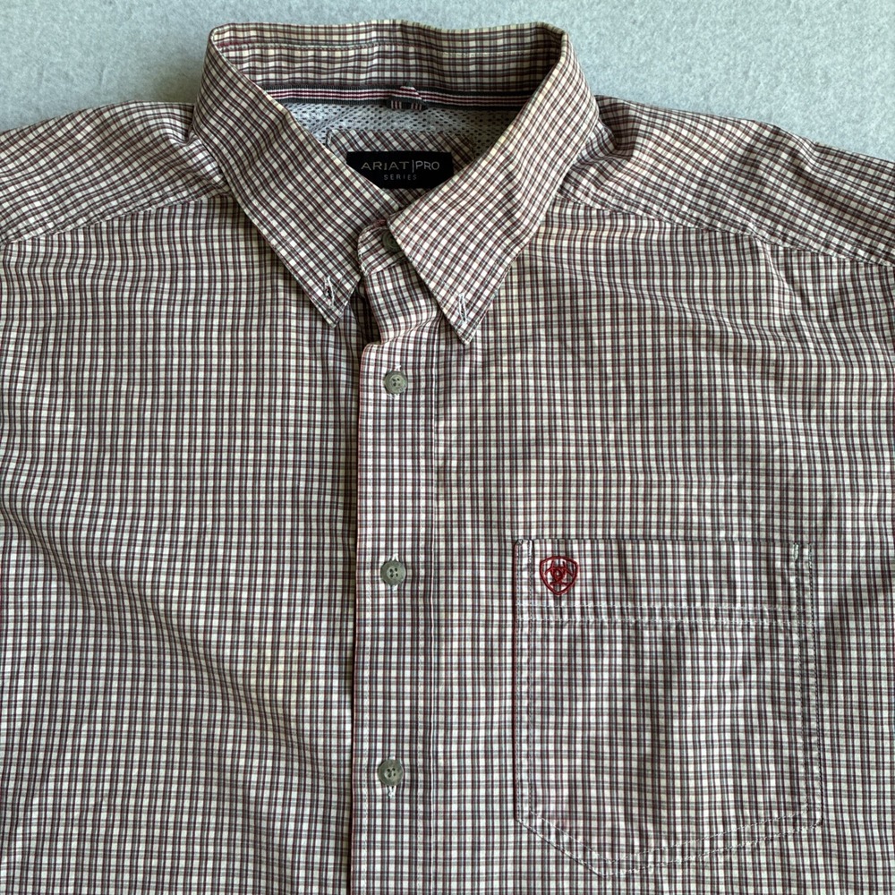 Ariat Pro Series Shirt Mens XL Red Gingham Plaid Western Button Down Workwear